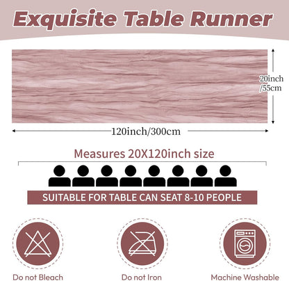 6 Pack Dusty Pink Cheesecloth Table Runner 20 x 120 Inch Gauze Table Runner Fabric Semi Sheer Cheese Cloth Table Decor Bulk for Rustic Romantic Wedding Baby Shower Party Table Decoration