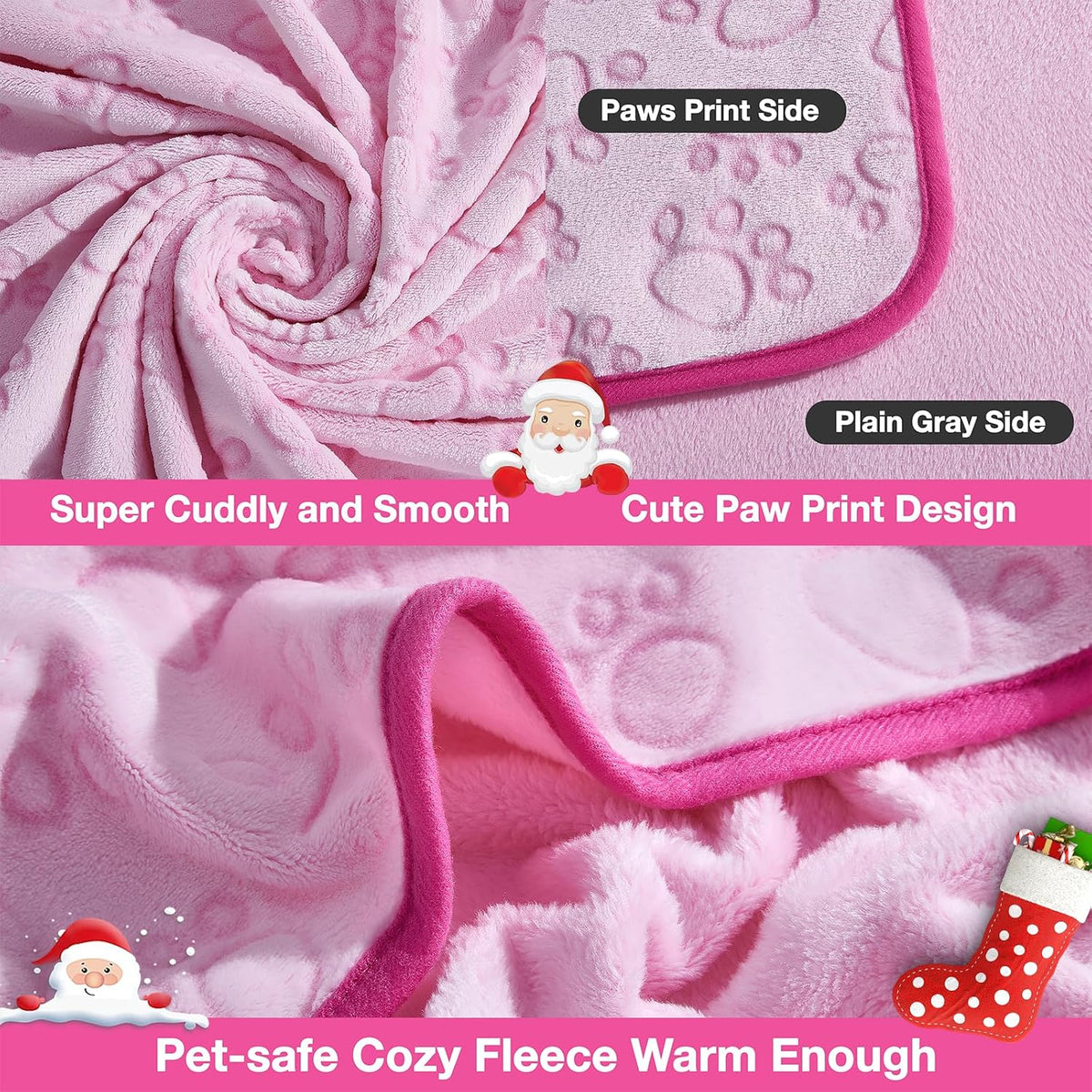 Pink Cat Blanket for Kitten Beds, Flannel Pink Stuff Cute Paw Print, 24 * 32 inches Dog Girls Blanket, Puppy Ragdoll Kitten Necessities