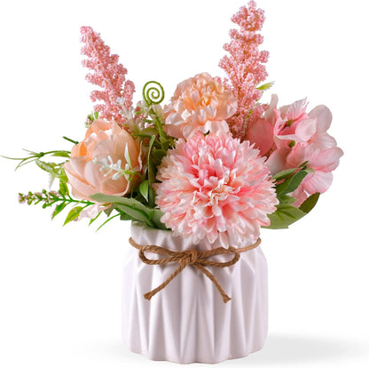 Artificial Potted Flower Pink Desktop Decoration Indoor for Home and Office