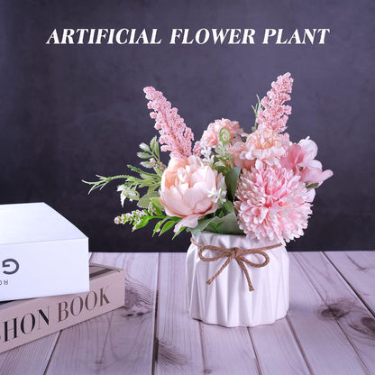 Artificial Potted Flower Pink Desktop Decoration Indoor for Home and Office