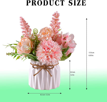 Artificial Potted Flower Pink Desktop Decoration Indoor for Home and Office