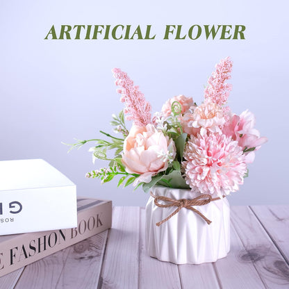 Artificial Potted Flower Pink Desktop Decoration Indoor for Home and Office
