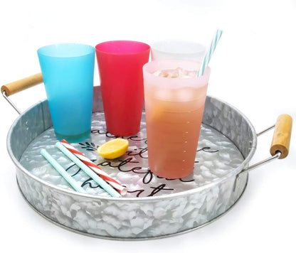 Mixed Drinkware 22-ounce Plastic Tumblers/Drinking Glasses/Party Cups/Iced Tea Glasses, Set of 12 Pink | Unbreakable, Dishwasher Safe, BPA Free