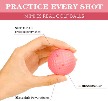 40 Pack Foam Golf Practice Balls - Realistic Feel and Limited Flight Training Balls for Indoor or Outdoor
