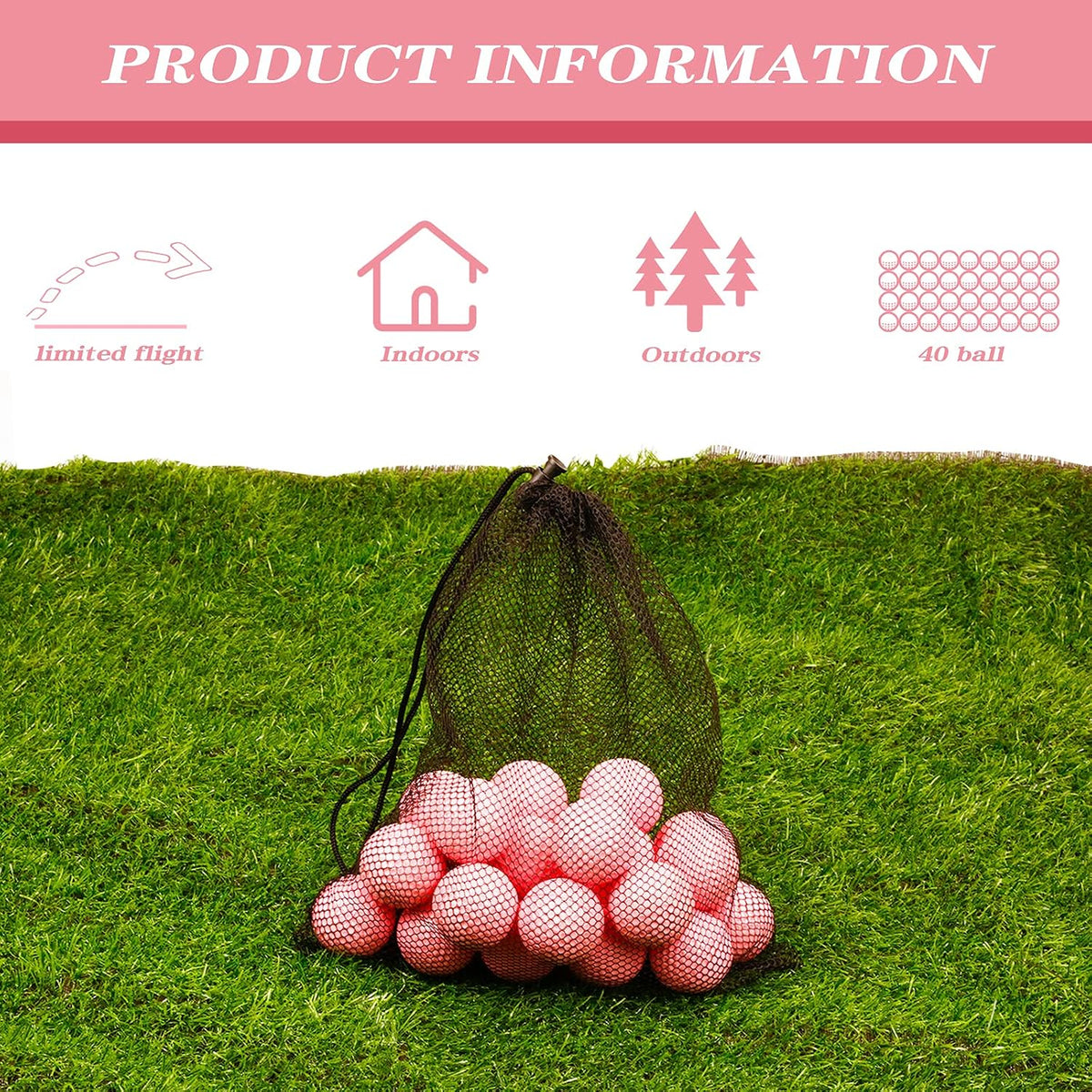 40 Pack Foam Golf Practice Balls - Realistic Feel and Limited Flight Training Balls for Indoor or Outdoor