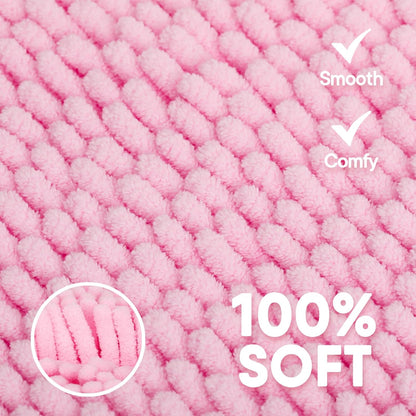Pink Bathroom Rugs Sets 3 Piece Washable, Luxury ，Chenille Bath Mat Set, Soft Plush Anti-Slip Rectangular Bath， Rug Super Absorbent.3 Pieces Bathroom (Pink, 32"x20"+24"x16"+U Shape 20"x20")