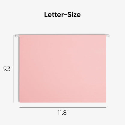 Hanging File Folders with Tabs, Letter Size, Pink, 25 Count