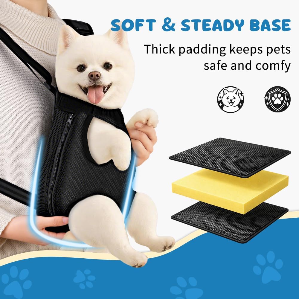 Mosago Dog Backpack Carrier, Adjustable Pet Front Carriers, Legs Out Carrying Sling Travel Bag for Small Medium Dogs 7-11 Lbs, Soft Wearable Puppy Chest Carry Backpacks for Walking/Hiking/Camping