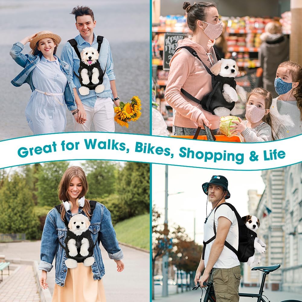 Mosago Dog Backpack Carrier, Adjustable Pet Front Carriers, Legs Out Carrying Sling Travel Bag for Small Medium Dogs 7-11 Lbs, Soft Wearable Puppy Chest Carry Backpacks for Walking/Hiking/Camping