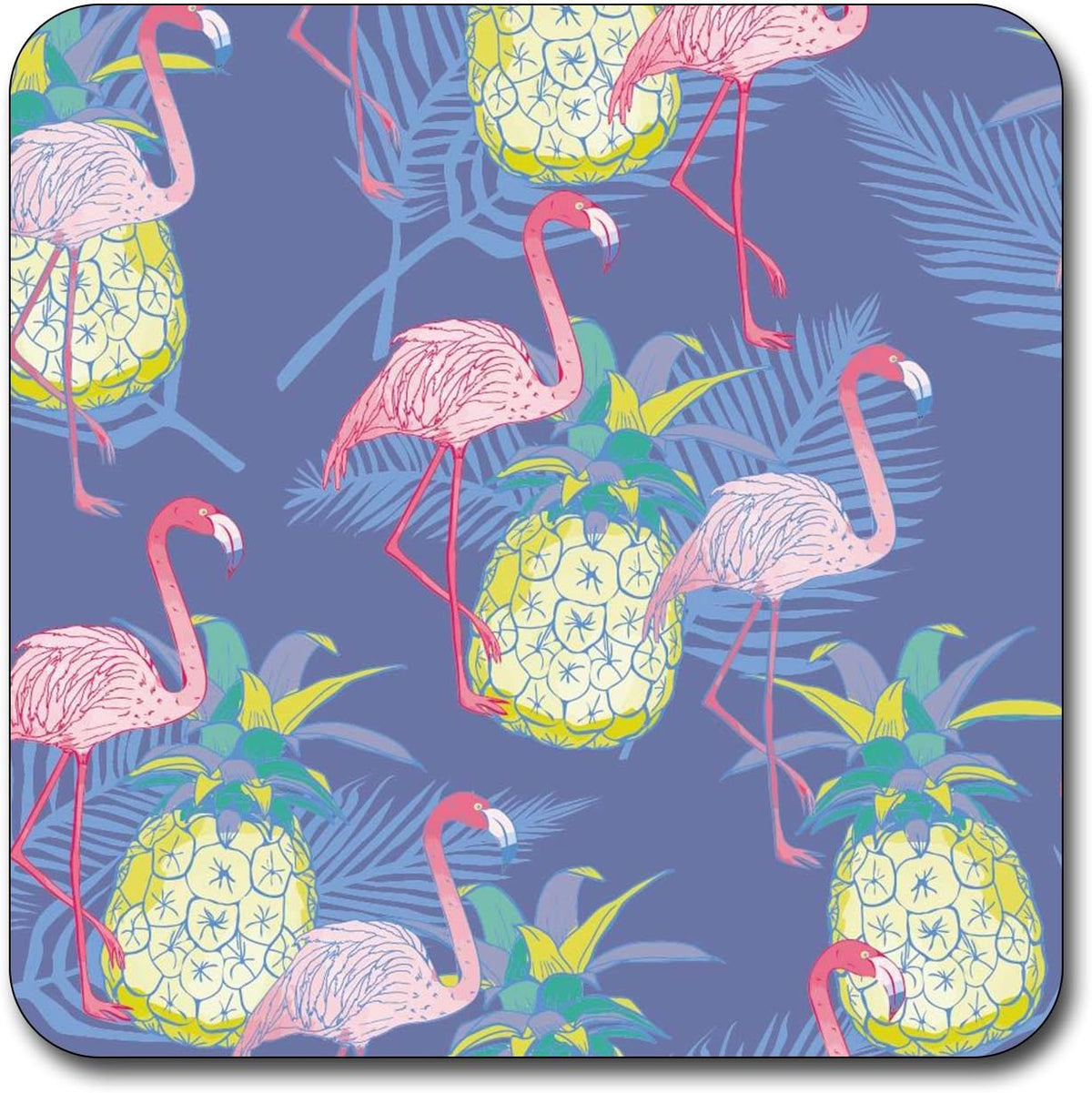 Blush Pink Flamingo Square Coaster Set - Made of Recycled Rubber - Set of 4