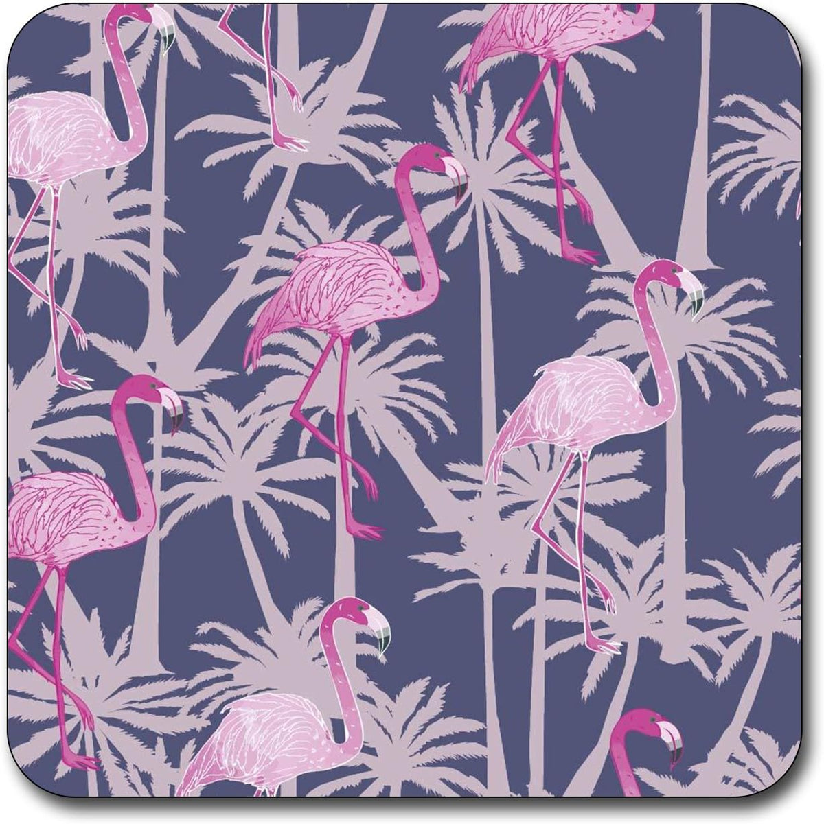Blush Pink Flamingo Square Coaster Set - Made of Recycled Rubber - Set of 4