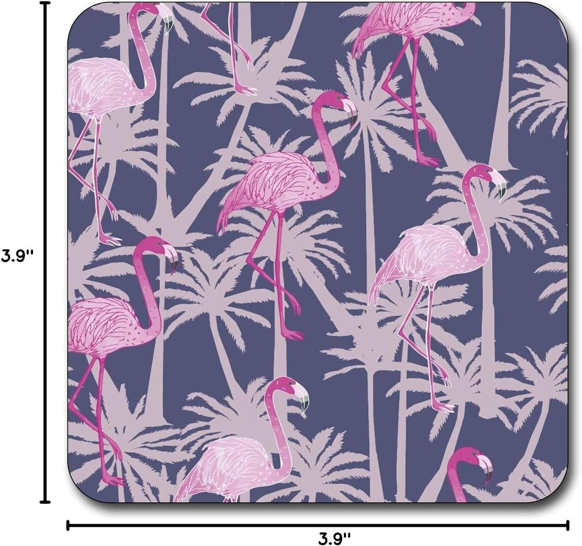 Blush Pink Flamingo Square Coaster Set - Made of Recycled Rubber - Set of 4