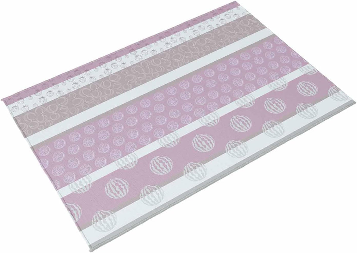 Farm Fruits Outdoor Rug 5' x 8', Watermelon Lemons Peach Pink Grey Striped Washable Area Rug for Outdoor Indoor, Non Slip Outside Large Rugs Carpet for RV Patio Backyard Picnic Camping Porch Deck