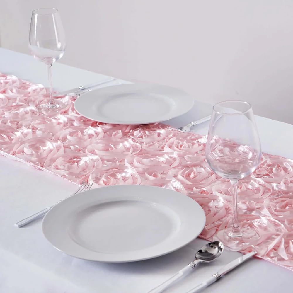 Wonderland Rosette Premium Table Runners for Weddings Party Banquets Decor Fit Rectangle and Round Table - Blush