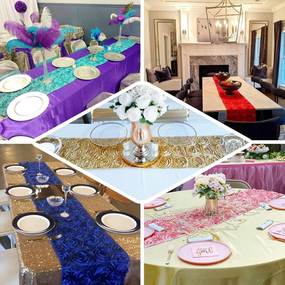 Wonderland Rosette Premium Table Runners for Weddings Party Banquets Decor Fit Rectangle and Round Table - Blush