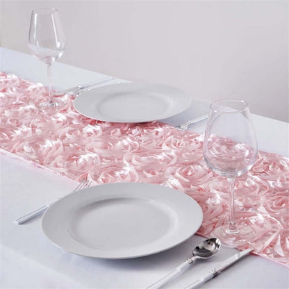 Wonderland Rosette Premium Table Runners for Weddings Party Banquets Decor Fit Rectangle and Round Table - Blush