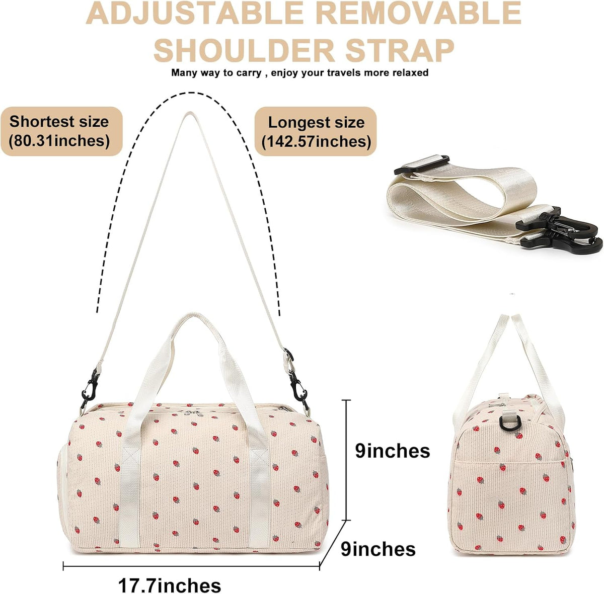 Duffle Bag Girls Kids Cute Gym Bag with Shoes Compartment & Wet Separation Waterproof Sports Overnight Travel Bag
