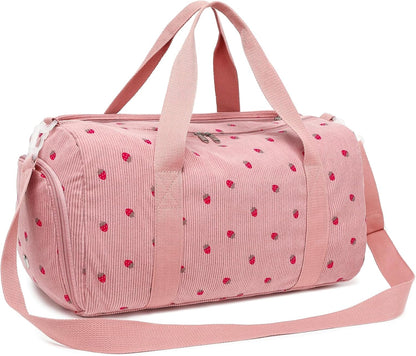 Duffle Bag Girls Kids Cute Gym Bag with Shoes Compartment & Wet Separation Waterproof Sports Overnight Travel Bag