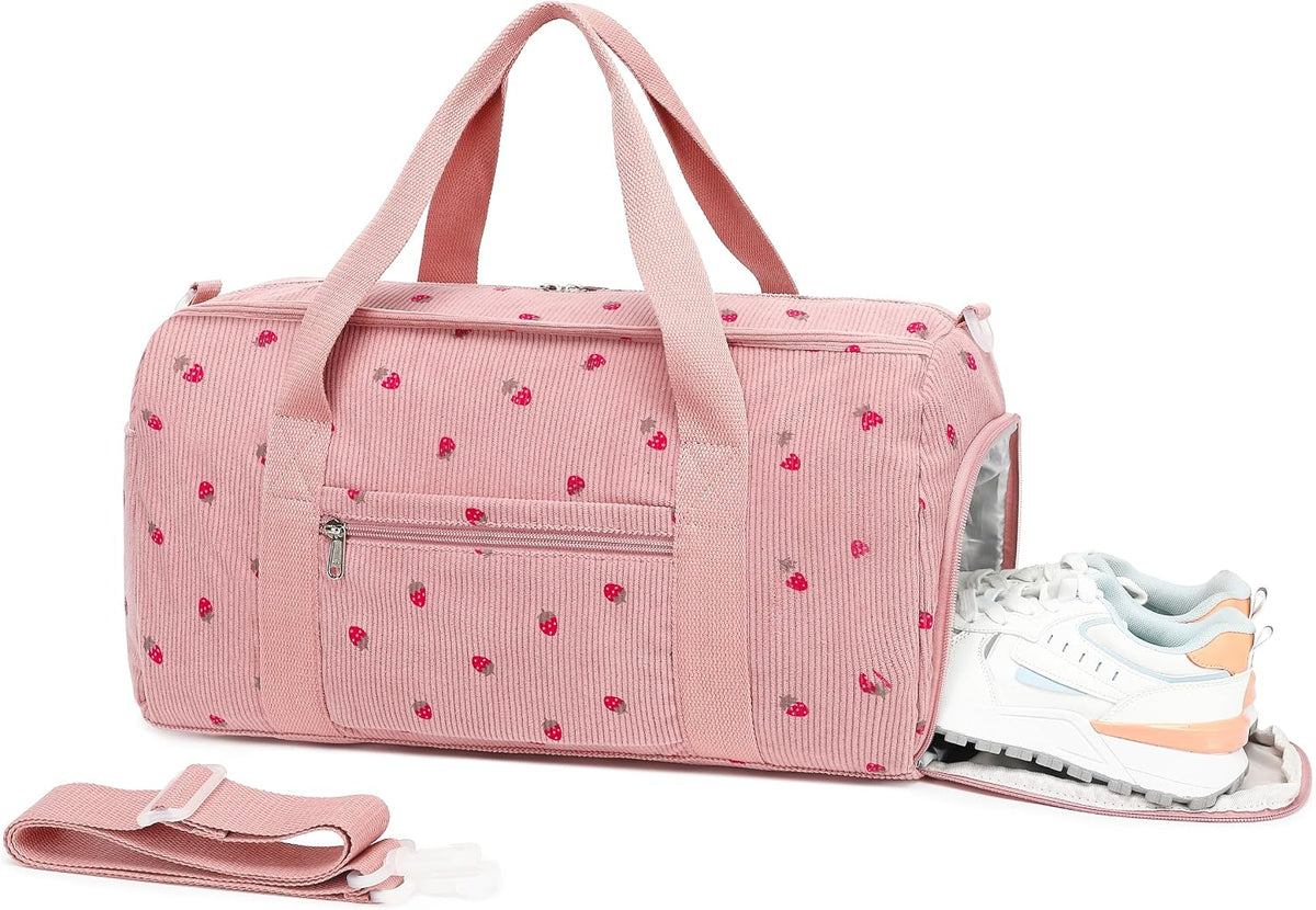 Duffle Bag Girls Kids Cute Gym Bag with Shoes Compartment & Wet Separation Waterproof Sports Overnight Travel Bag