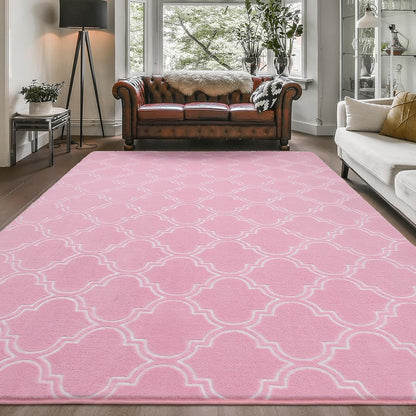 Amearea Fluffy Geometric 4x6 Area Rug for Bedroom Living Room, Pink