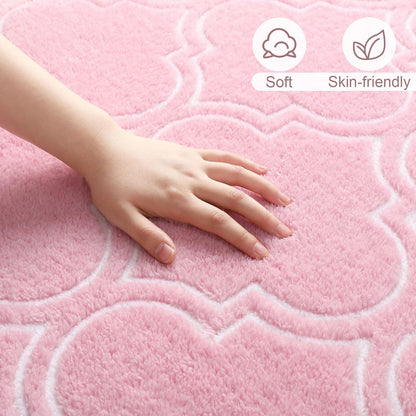 Amearea Fluffy Geometric 4x6 Area Rug for Bedroom Living Room, Pink