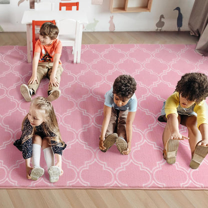 Amearea Fluffy Geometric 4x6 Area Rug for Bedroom Living Room, Pink