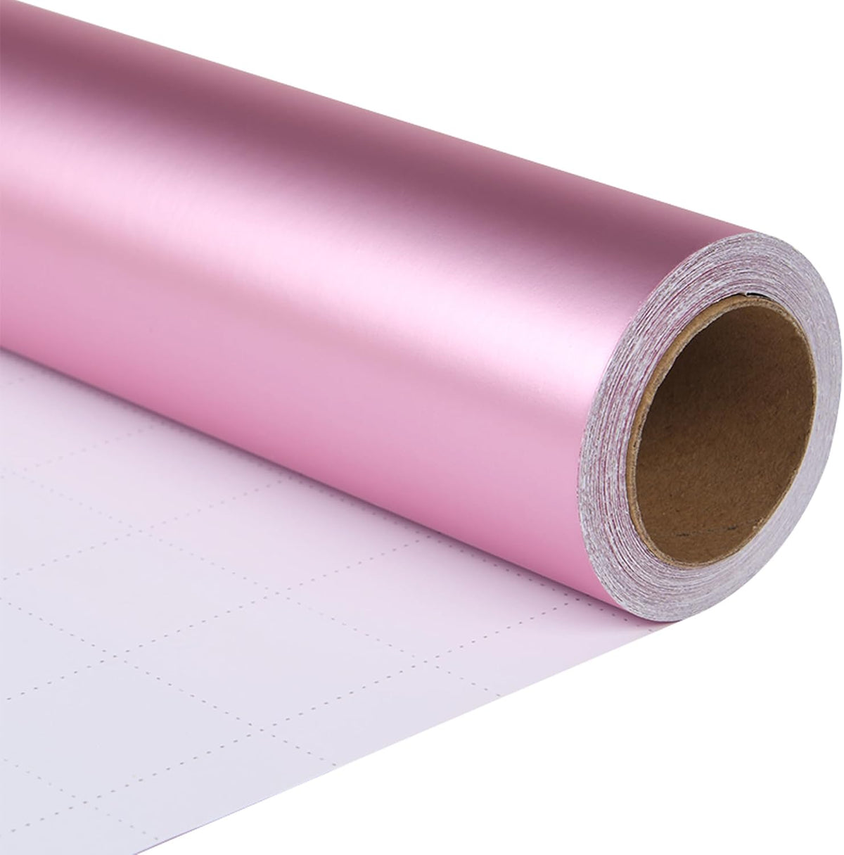 Metallic Pink Wrapping Paper Roll with Cut Lines - Solid Pink Holiday Gift Wrap for Valentine’s Day, Birthdays, Baby Shower, Wedding, Christmas- 17.5 in x 33 ft (48 sq. ft), Easy to Cut