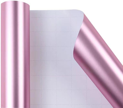 Metallic Pink Wrapping Paper Roll with Cut Lines - Solid Pink Holiday Gift Wrap for Valentine’s Day, Birthdays, Baby Shower, Wedding, Christmas- 17.5 in x 33 ft (48 sq. ft), Easy to Cut
