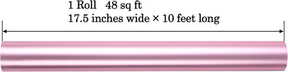 Metallic Pink Wrapping Paper Roll with Cut Lines - Solid Pink Holiday Gift Wrap for Valentine’s Day, Birthdays, Baby Shower, Wedding, Christmas- 17.5 in x 33 ft (48 sq. ft), Easy to Cut