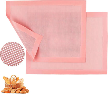 2PCS 15.7"x11.8" Perforated Baking Mats, Silicone Half Sheet Pan Pink