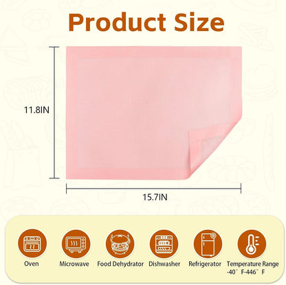 2PCS 15.7"x11.8" Perforated Baking Mats, Silicone Half Sheet Pan Pink