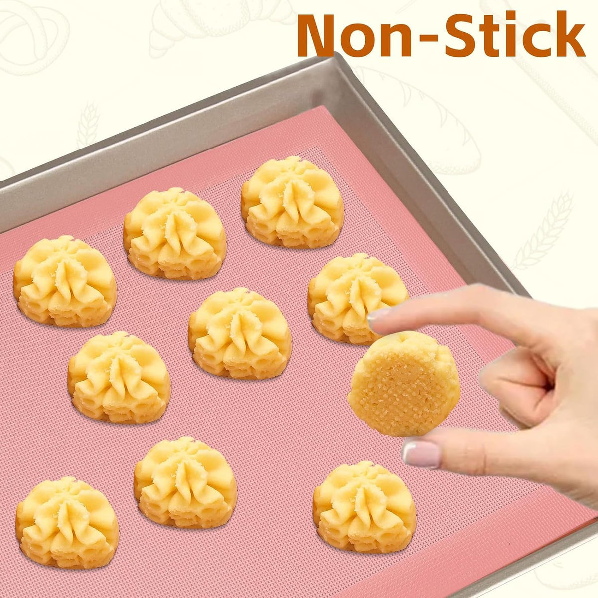 2PCS 15.7"x11.8" Perforated Baking Mats, Silicone Half Sheet Pan Pink