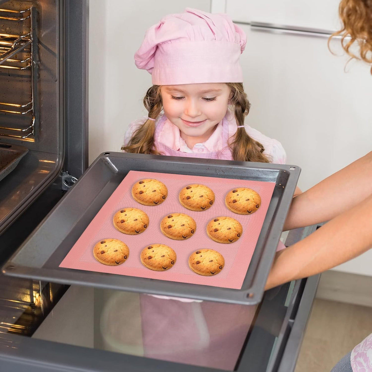 2PCS 15.7"x11.8" Perforated Baking Mats, Silicone Half Sheet Pan Pink