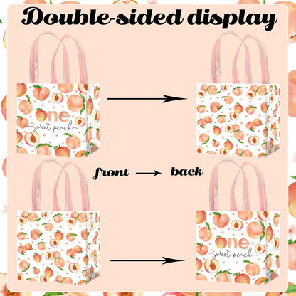 umoni 12 Pack One Sweet Peach Gift Bags Non-woven Fruit Goodie Treat Bags Sweet as a Peach Birthday Party Supplies for Fruit Theme Baby Shower Birthday Wedding Decor