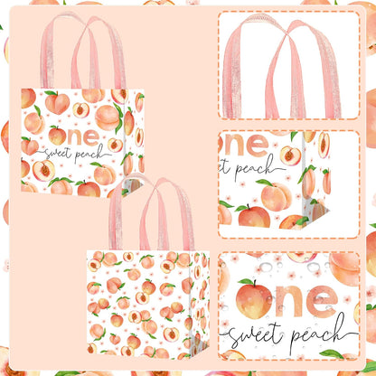 umoni 12 Pack One Sweet Peach Gift Bags Non-woven Fruit Goodie Treat Bags Sweet as a Peach Birthday Party Supplies for Fruit Theme Baby Shower Birthday Wedding Decor