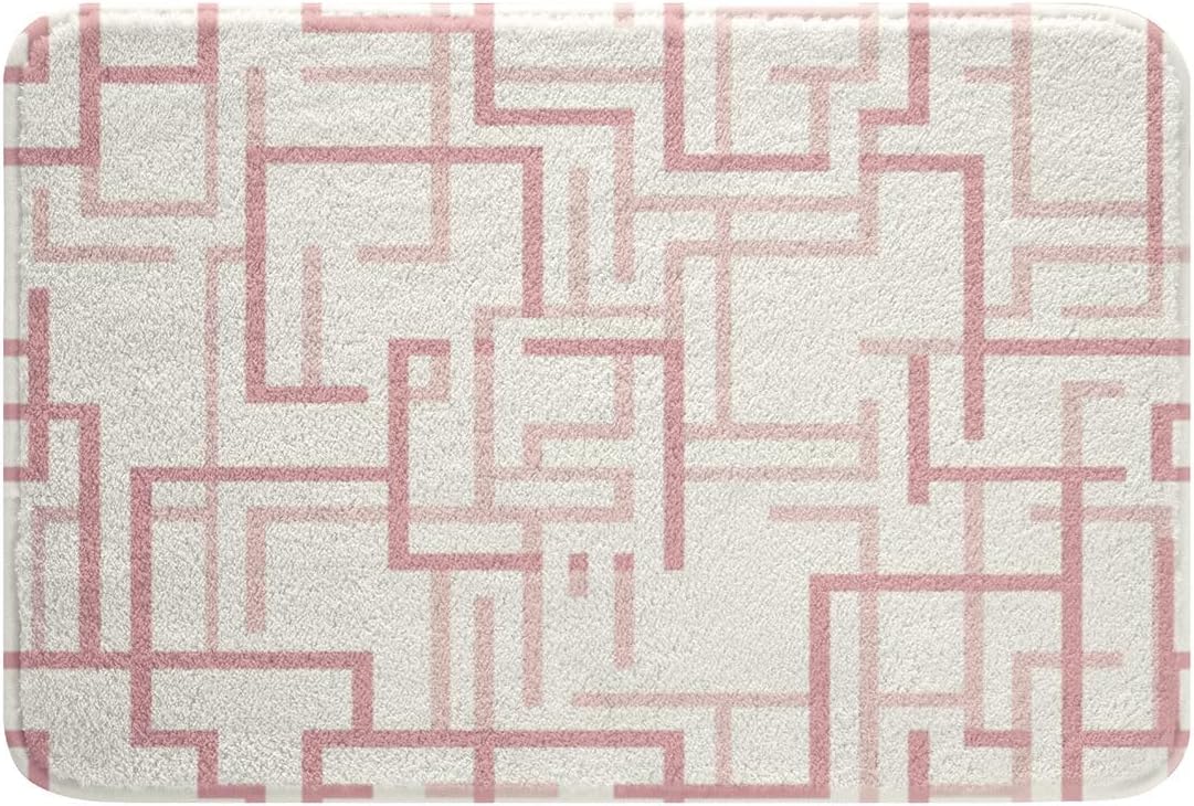 Pink Bathroom Rugs Stripes Bath Mats Microfiber Geometric Bathroom Accessories Luxury Floor Doormats Non-Slip 16"x24" Soft