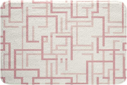 Pink Bathroom Rugs Stripes Bath Mats Microfiber Geometric Bathroom Accessories Luxury Floor Doormats Non-Slip 16"x24" Soft