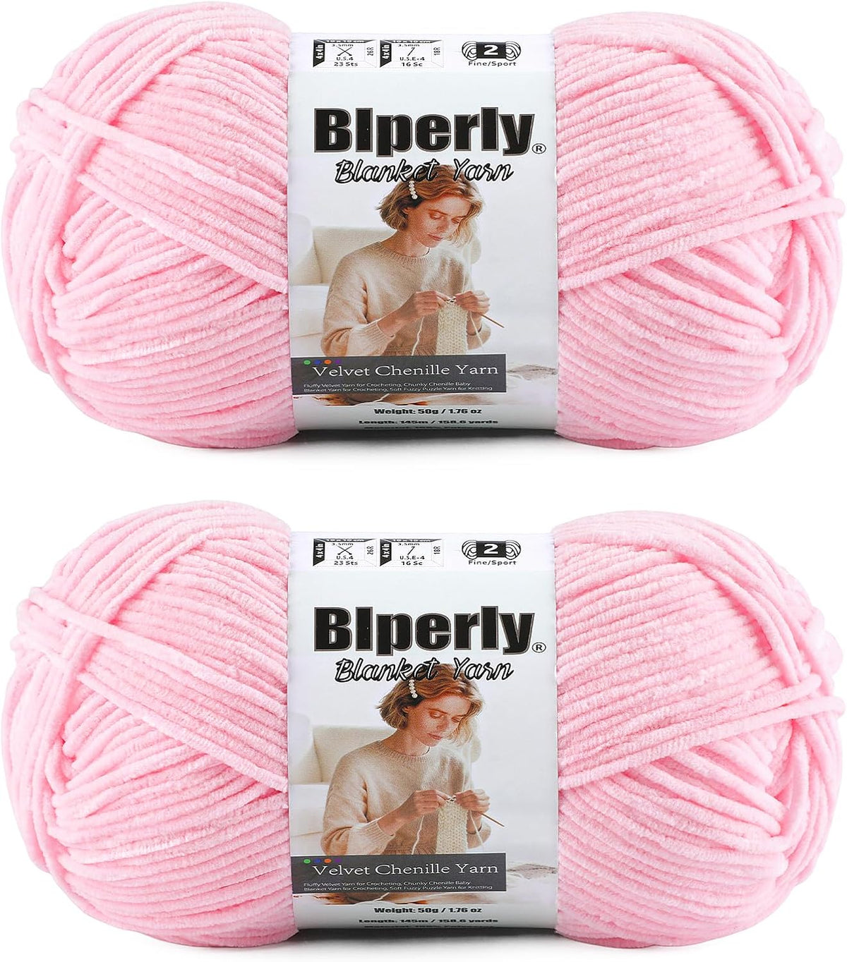 Skinny Chenille Yarn for Crocheting, #2 Pink Thin Baby Blanket Plush Yarn