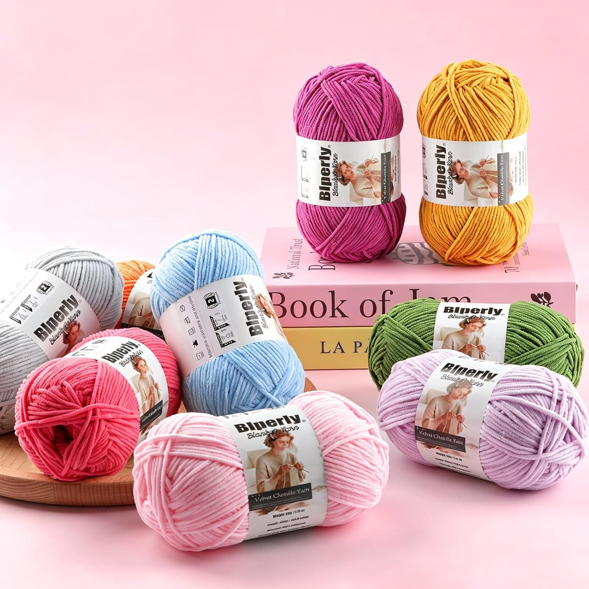 Skinny Chenille Yarn for Crocheting, #2 Pink Thin Baby Blanket Plush Yarn