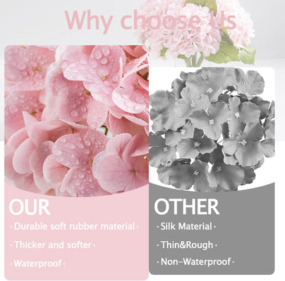 5Pcs Real Touch Artificial Hydrangeas 21" Latex Faux Hydrangea Flowers Stems for Vases, Wedding Centerpieces, Home Decor — Removable Heads,Pink