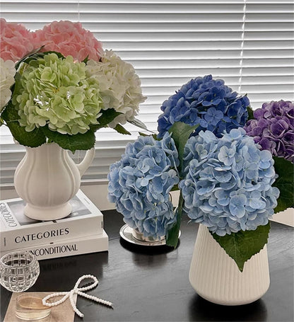 5Pcs Real Touch Artificial Hydrangeas 21" Latex Faux Hydrangea Flowers Stems for Vases, Wedding Centerpieces, Home Decor — Removable Heads,Pink
