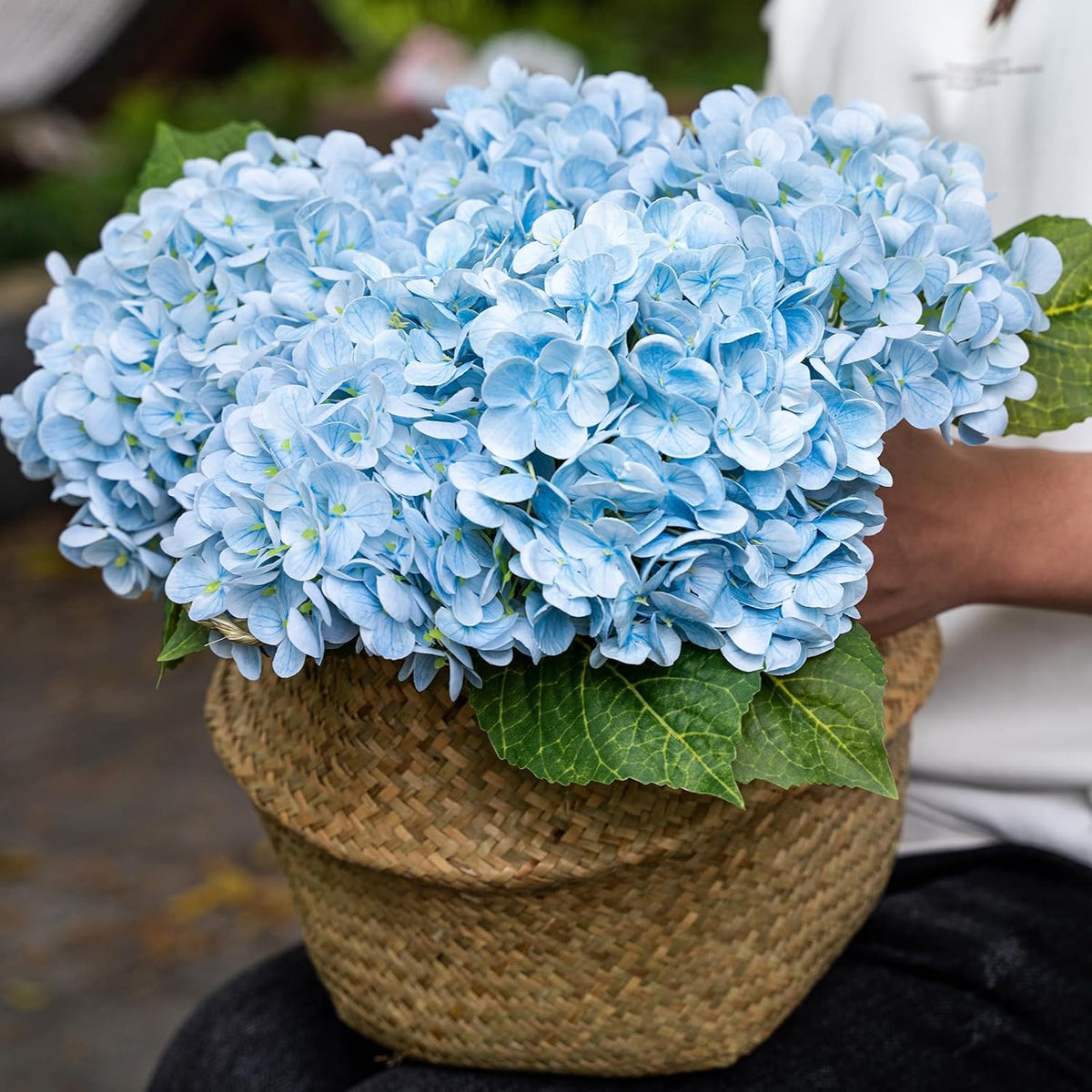 5Pcs Real Touch Artificial Hydrangeas 21" Latex Faux Hydrangea Flowers Stems for Vases, Wedding Centerpieces, Home Decor — Removable Heads,Pink