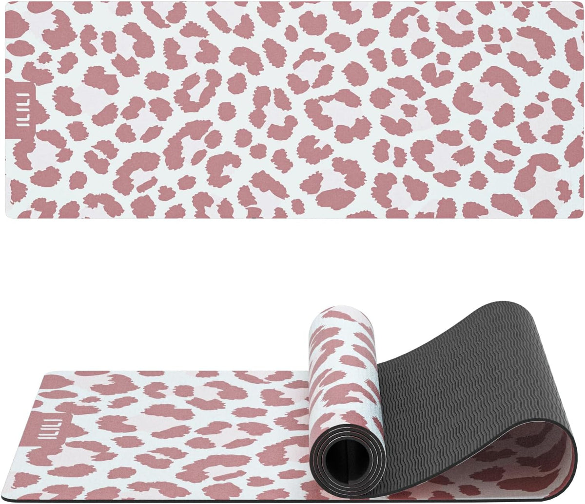 Yoga Mat Leopard Print Yoga Mat 8mm, Suede & TPE Thick Exercise Mat