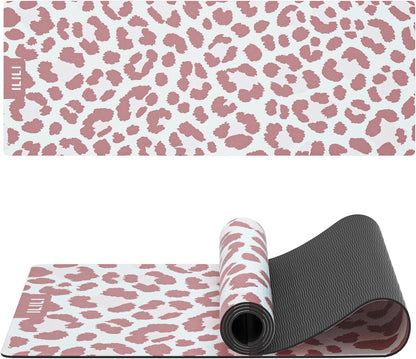Yoga Mat Leopard Print Yoga Mat 8mm, Suede & TPE Thick Exercise Mat