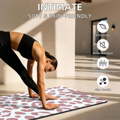 Yoga Mat Leopard Print Yoga Mat 8mm, Suede & TPE Thick Exercise Mat