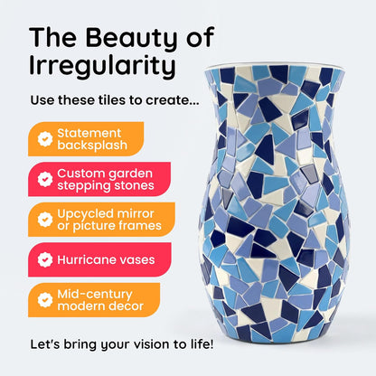 Irregular Glass Mosaic Tiles Bulk 500g Glossy and Iridescent Mosaic Glass Tiles for DIY Projects and Arts and Crafts Solid Colors and Mixes (Glossy Light Pink)