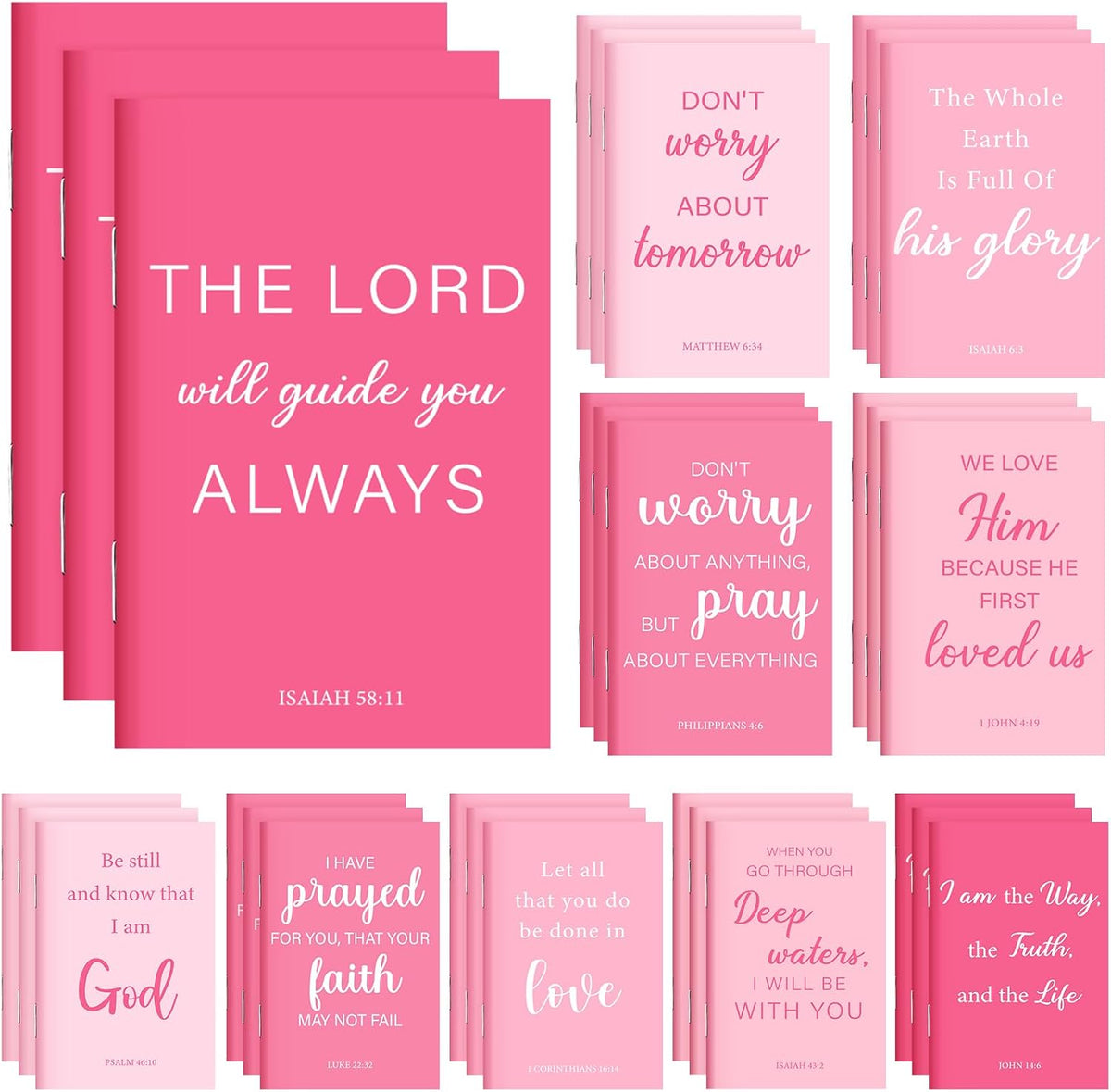 30 Pcs Christian Bulk Gifts Journal Religious Notebooks, Pink