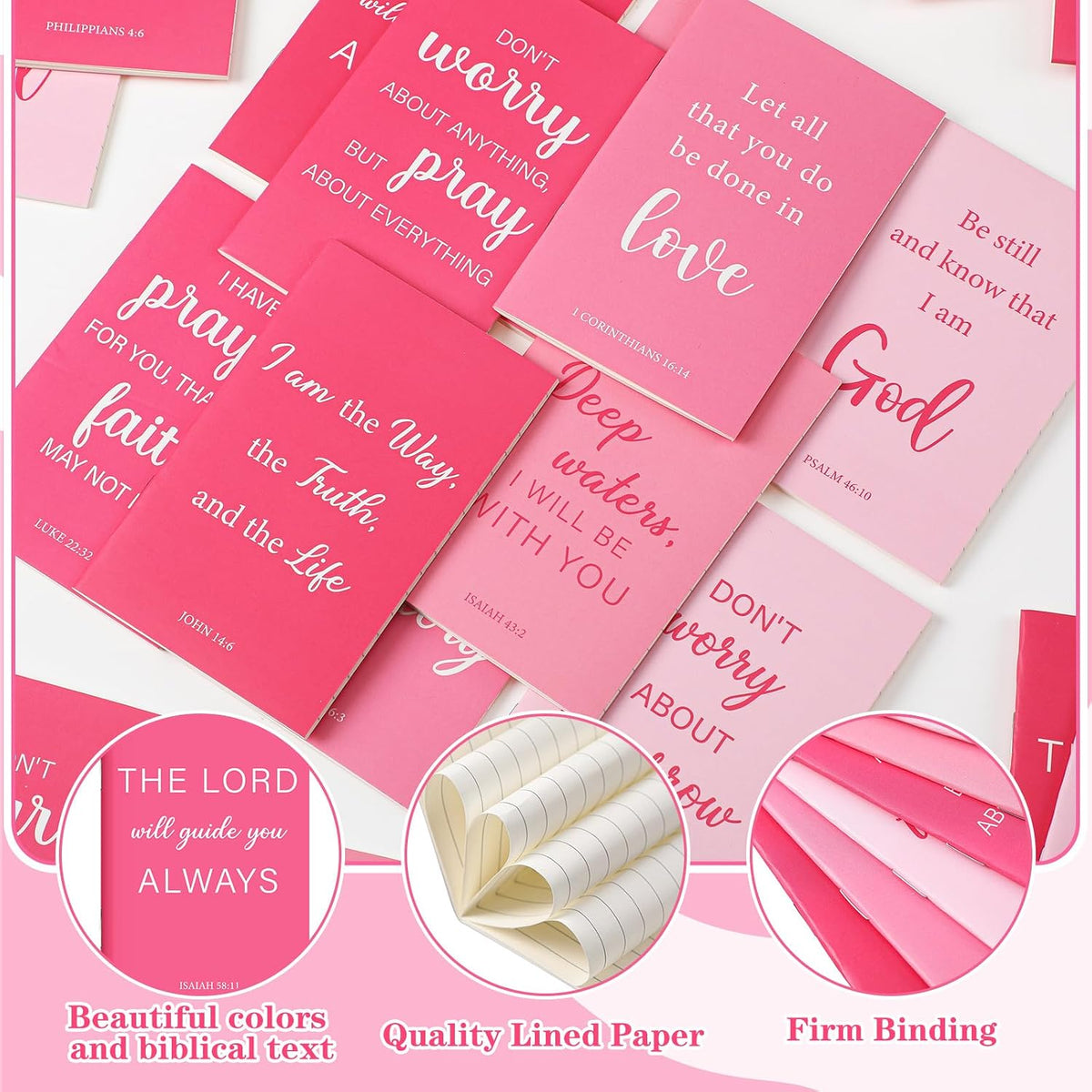 30 Pcs Christian Bulk Gifts Journal Religious Notebooks, Pink
