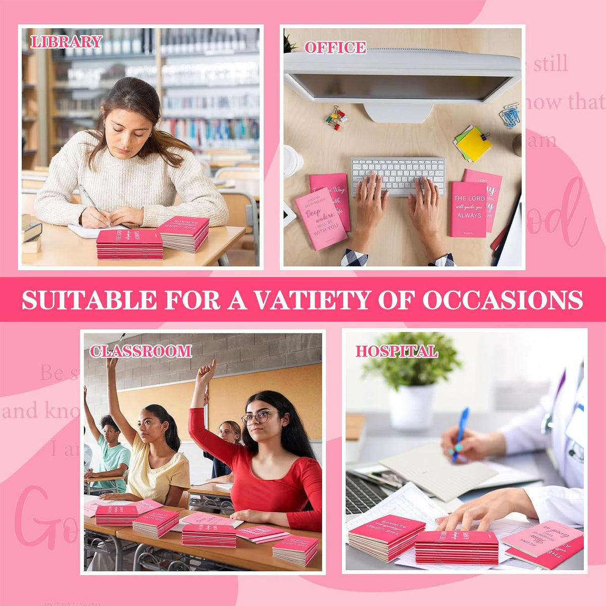 30 Pcs Christian Bulk Gifts Journal Religious Notebooks, Pink