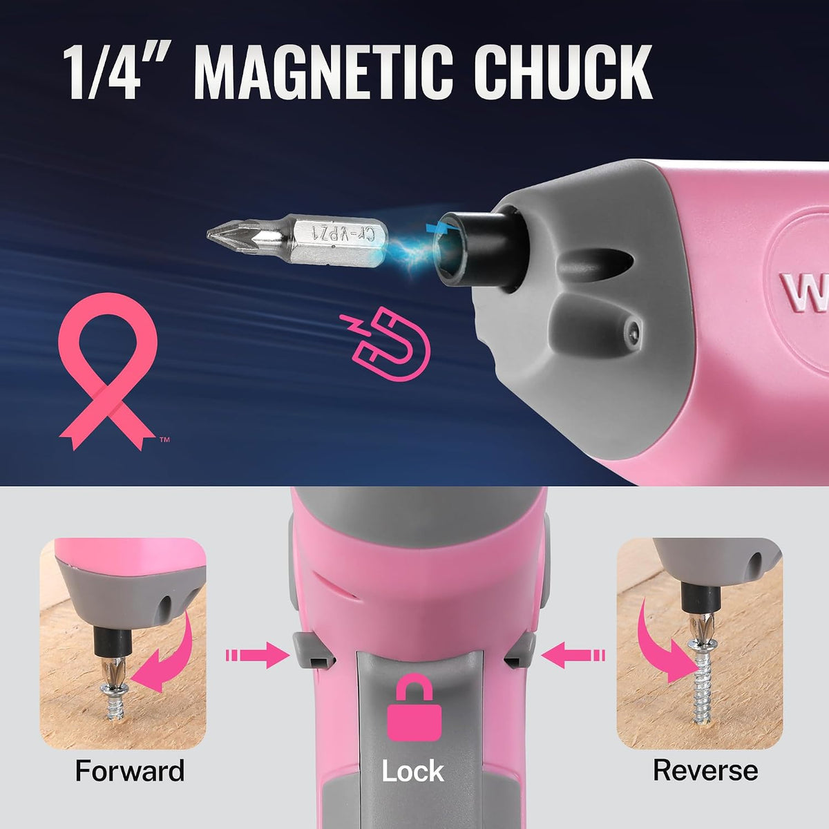 3.6V Cordless Screwdriver with 22PCS Bits, Pink